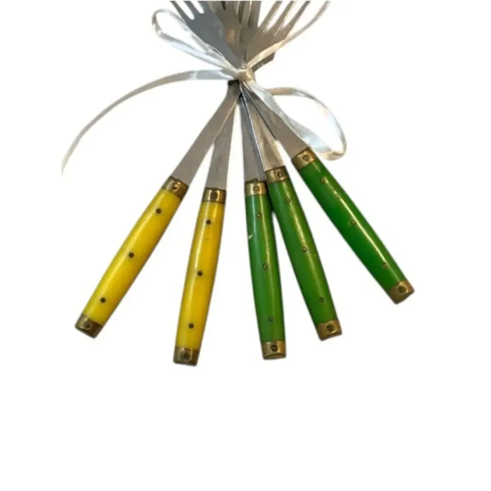 Vintage French Bistro 3-Tine Table Forks Set of 5 Made in France